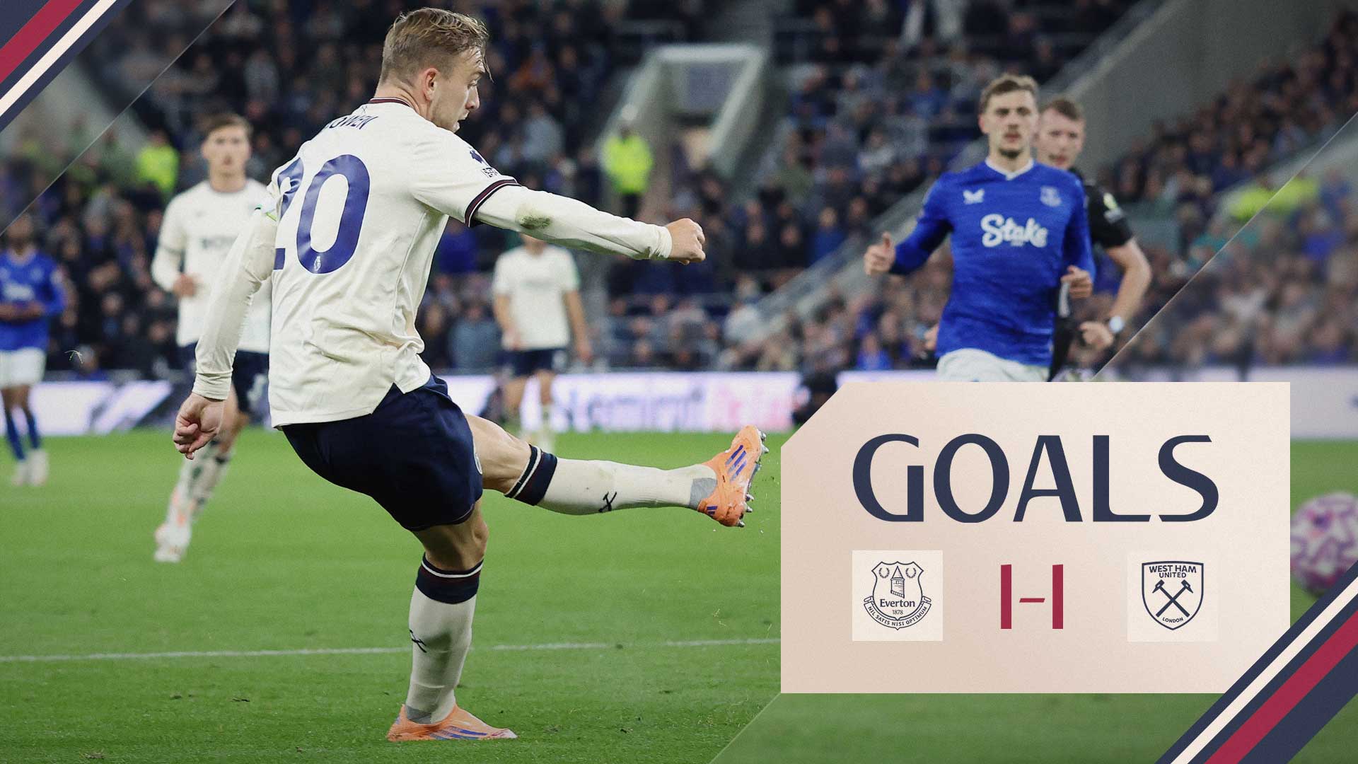 Jarrod Bowen scores at Everton