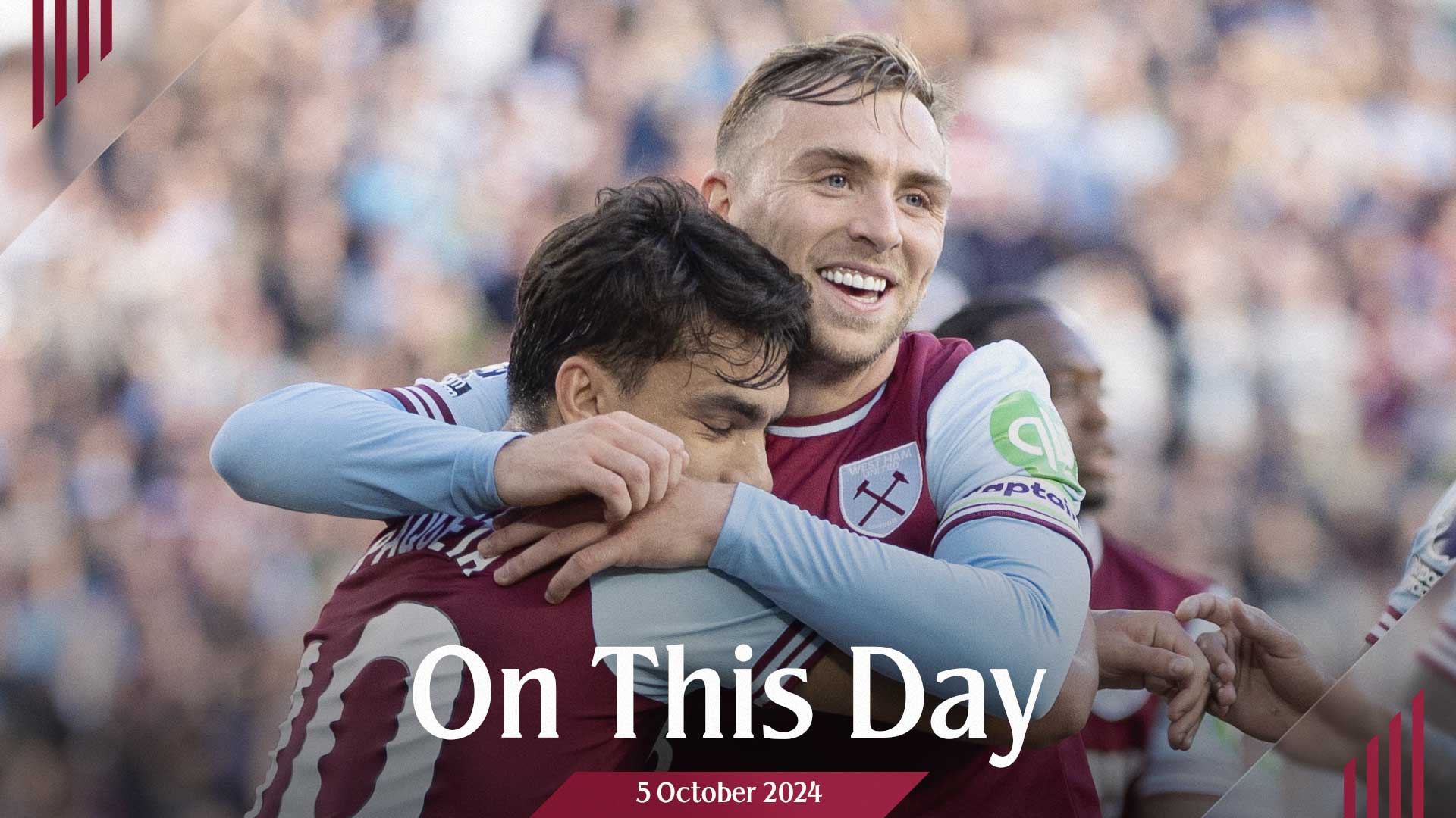 Jarrod Bowen celebrates with Lucas Paquetá against Ipswich Town in 2024